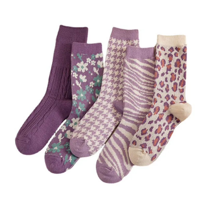 Warm Purple Combination Cotton Socks sold by superladystar