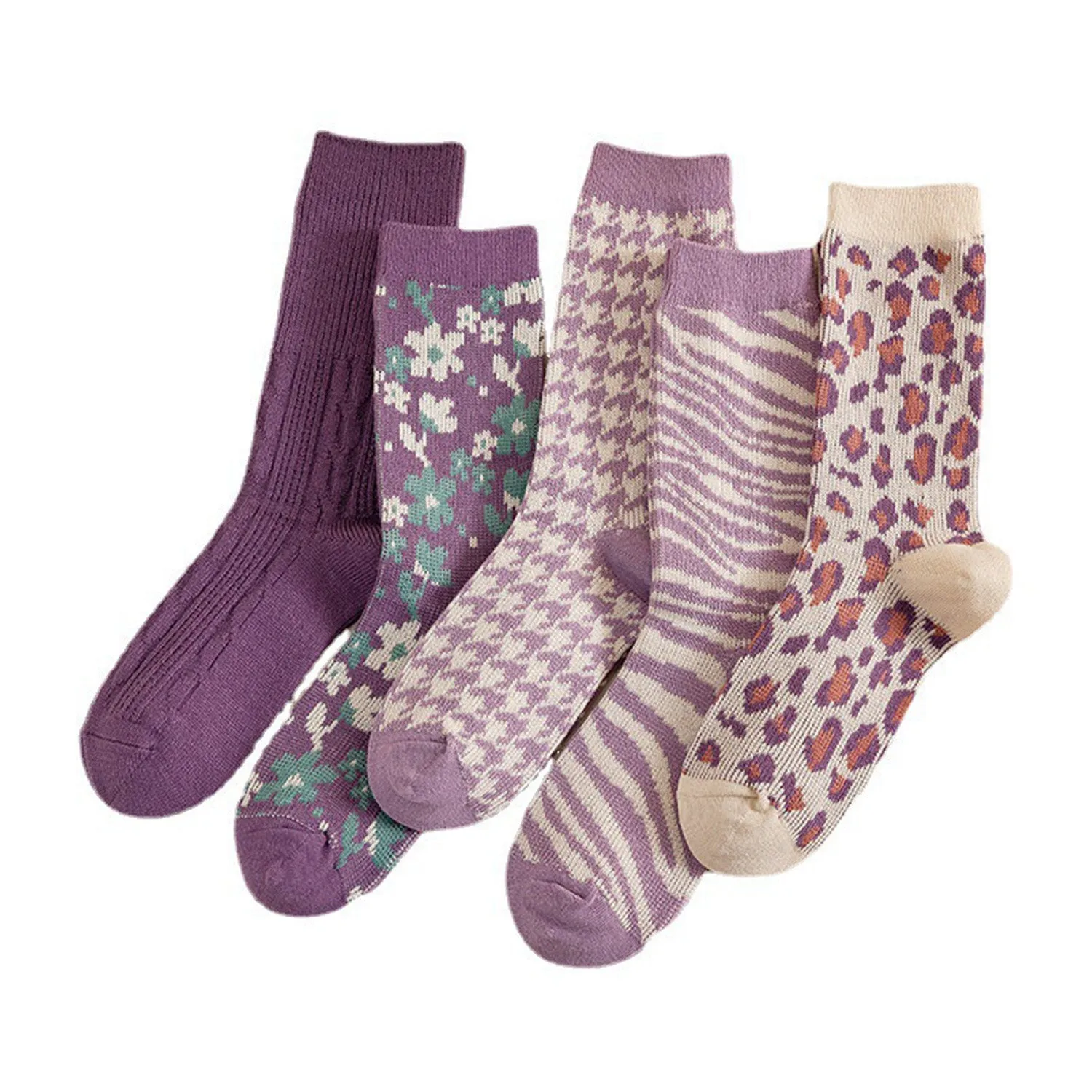 Warm Purple Combination Cotton Socks sold by superladystar