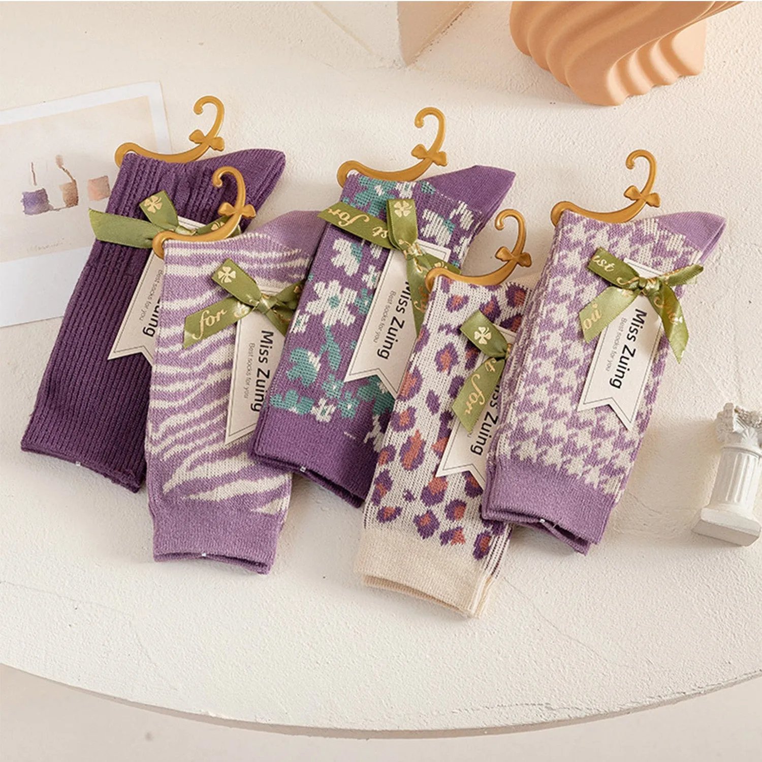 Warm Purple Combination Cotton Socks sold by superladystar product image thumbnail 2