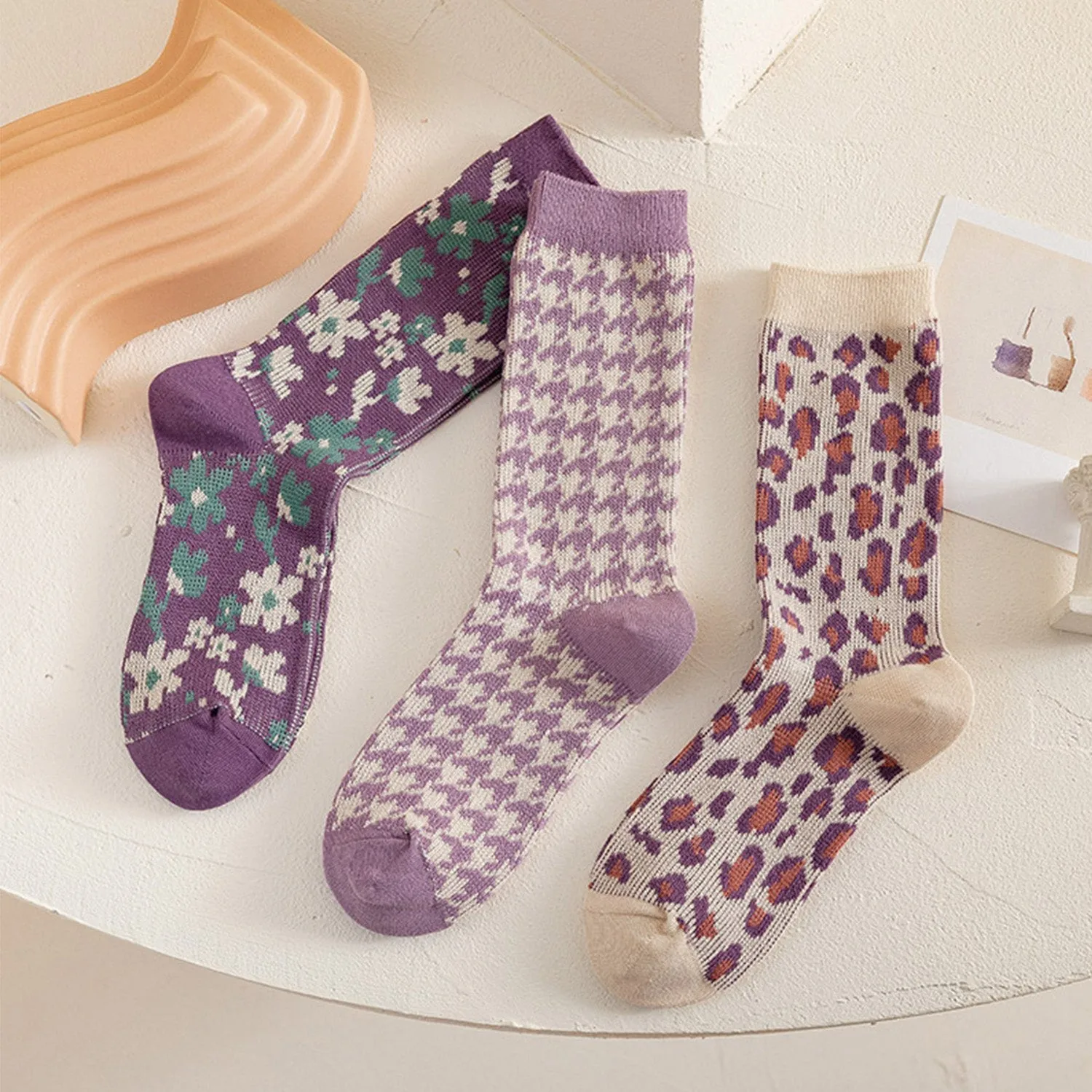 Warm Purple Combination Cotton Socks sold by superladystar product image thumbnail 3