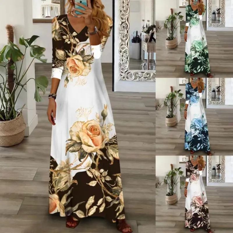 Vintage Floral Printed Casual Long Dresses sold by superladystar