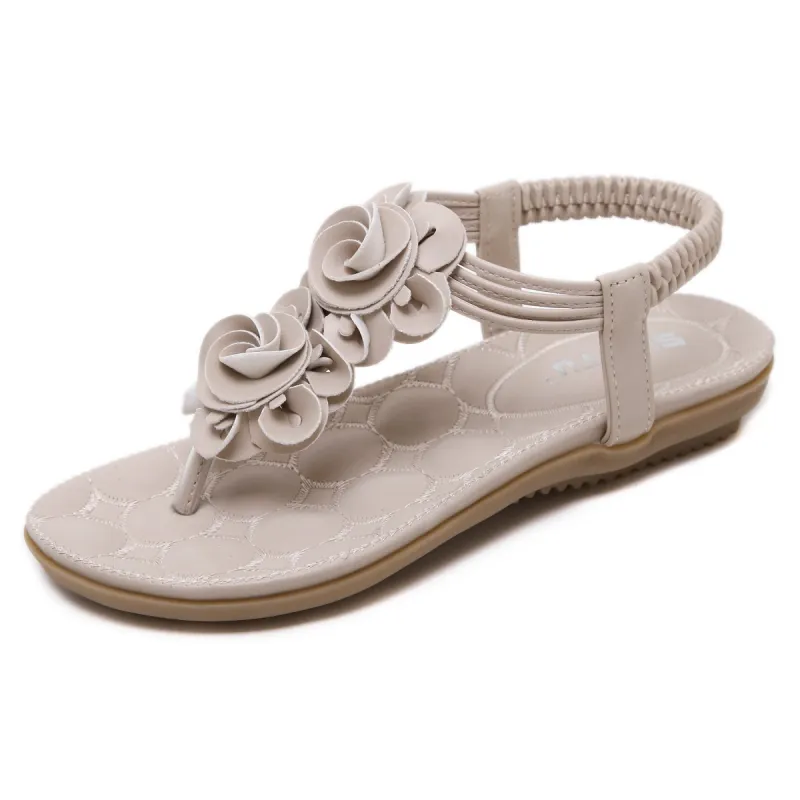 Beach Bohemian Floral Flat Sandals sold by superladystar