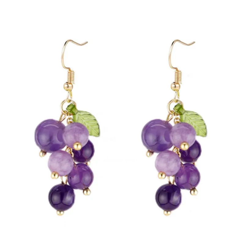 Cute Grape Earrings in Sweet Purple Color sold by superladystar