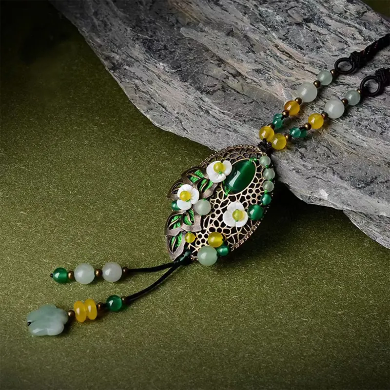 Vintage Agate Tassel Necklace sold by superladystar