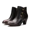 Retro Handmade Floral Stitching Button Boots sold by superladystar