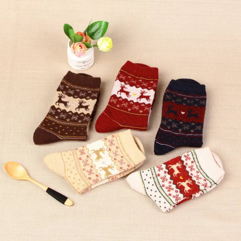 Wool Soft Christmas Deer Socks sold by superladystar