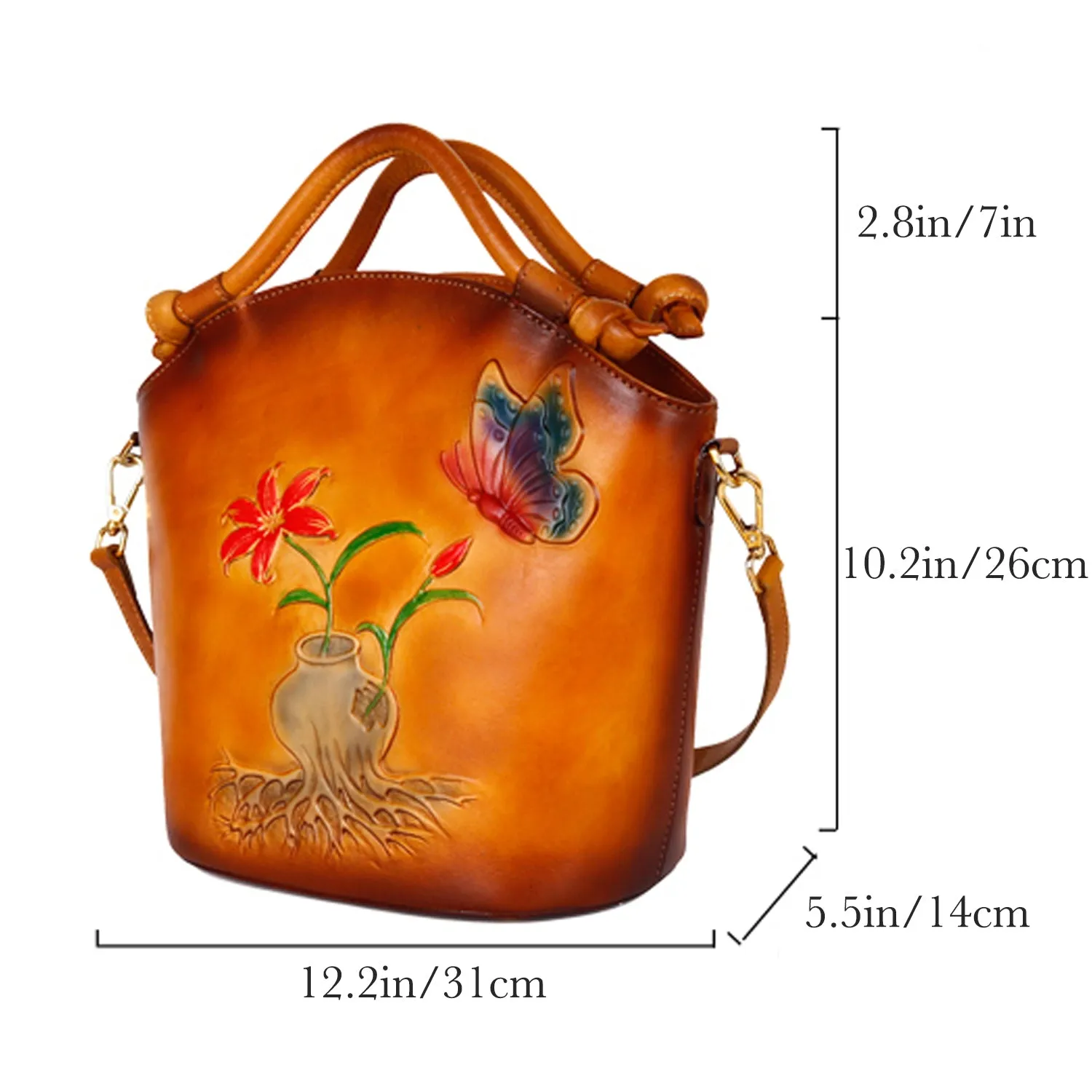 Vintage Embossed Floral Leather Fashion Bucket Bag sold by superladystar product image thumbnail 5