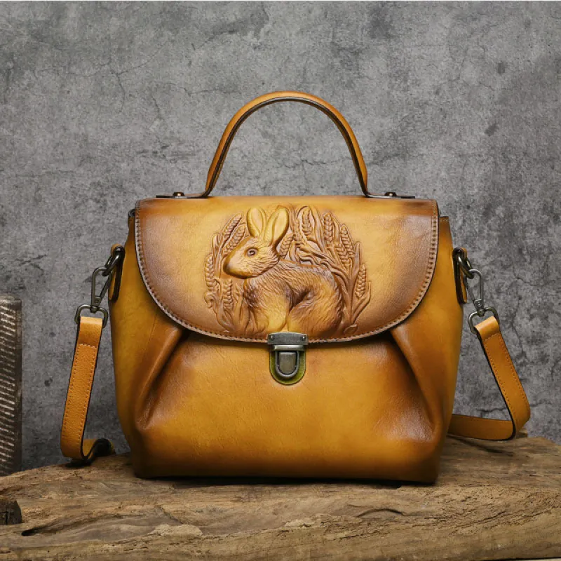 Playful Rabbit Embossed Leather Crossbody Bag sold by superladystar