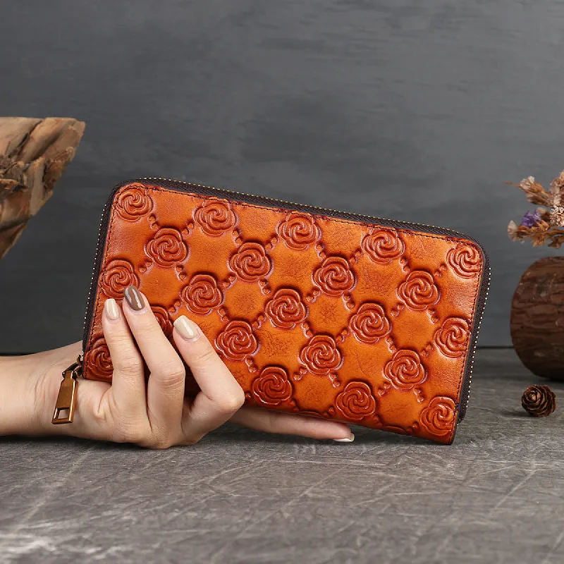 Handcrafted Rose Genuine Leather Fashion Wallet sold by superladystar