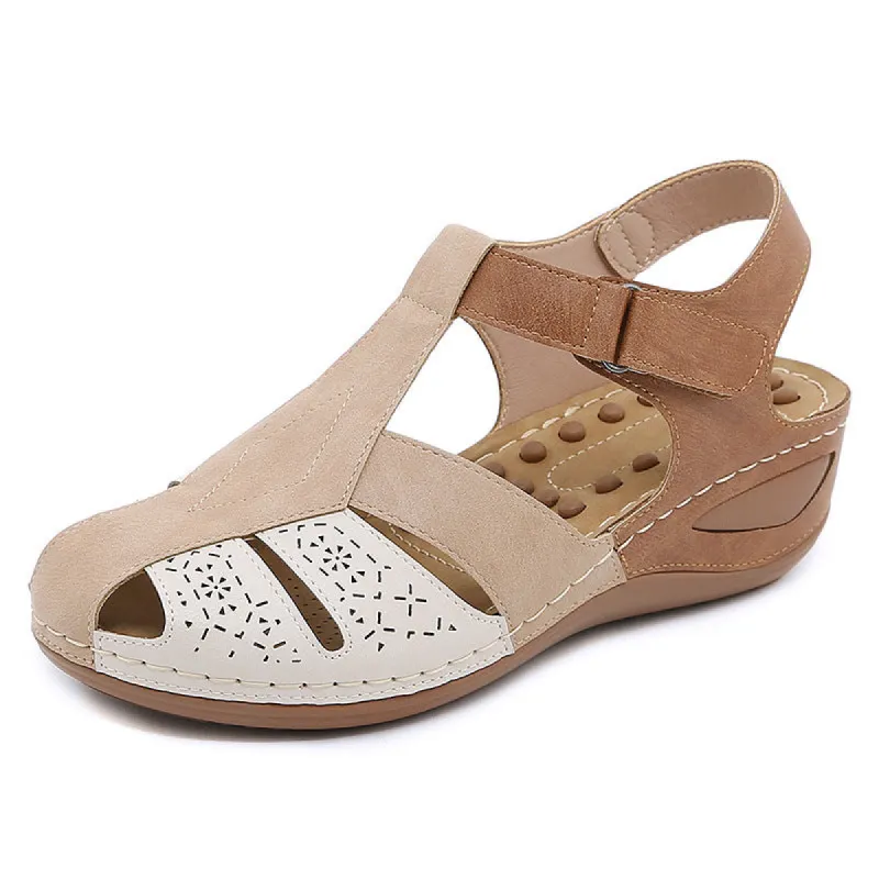 Colorblock Stitching Sandals Wedge Heel Summer Shoes sold by superladystar
