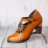 Retro Leather Adjustable Belt High Heels sold by superladystar