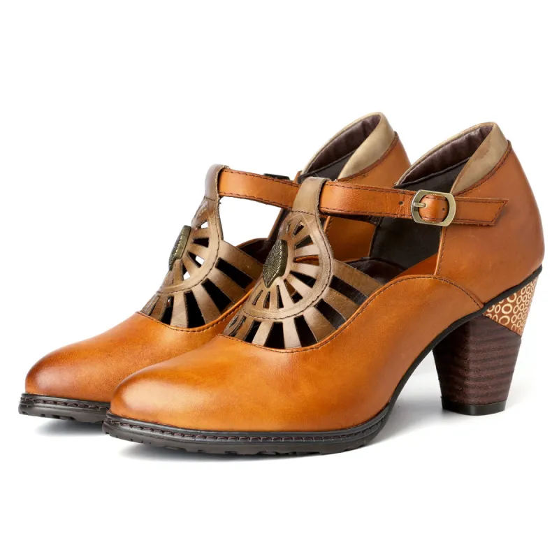 Retro Leather Adjustable Belt High Heels sold by superladystar