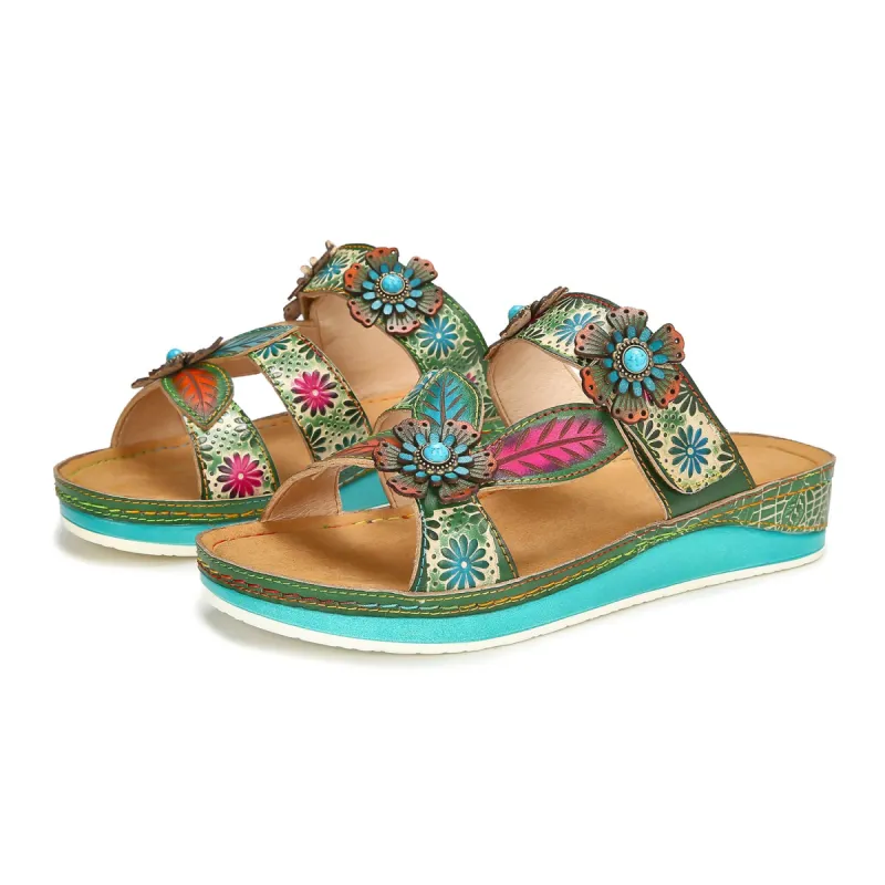 Printed Leather Handmade Sandals sold by superladystar