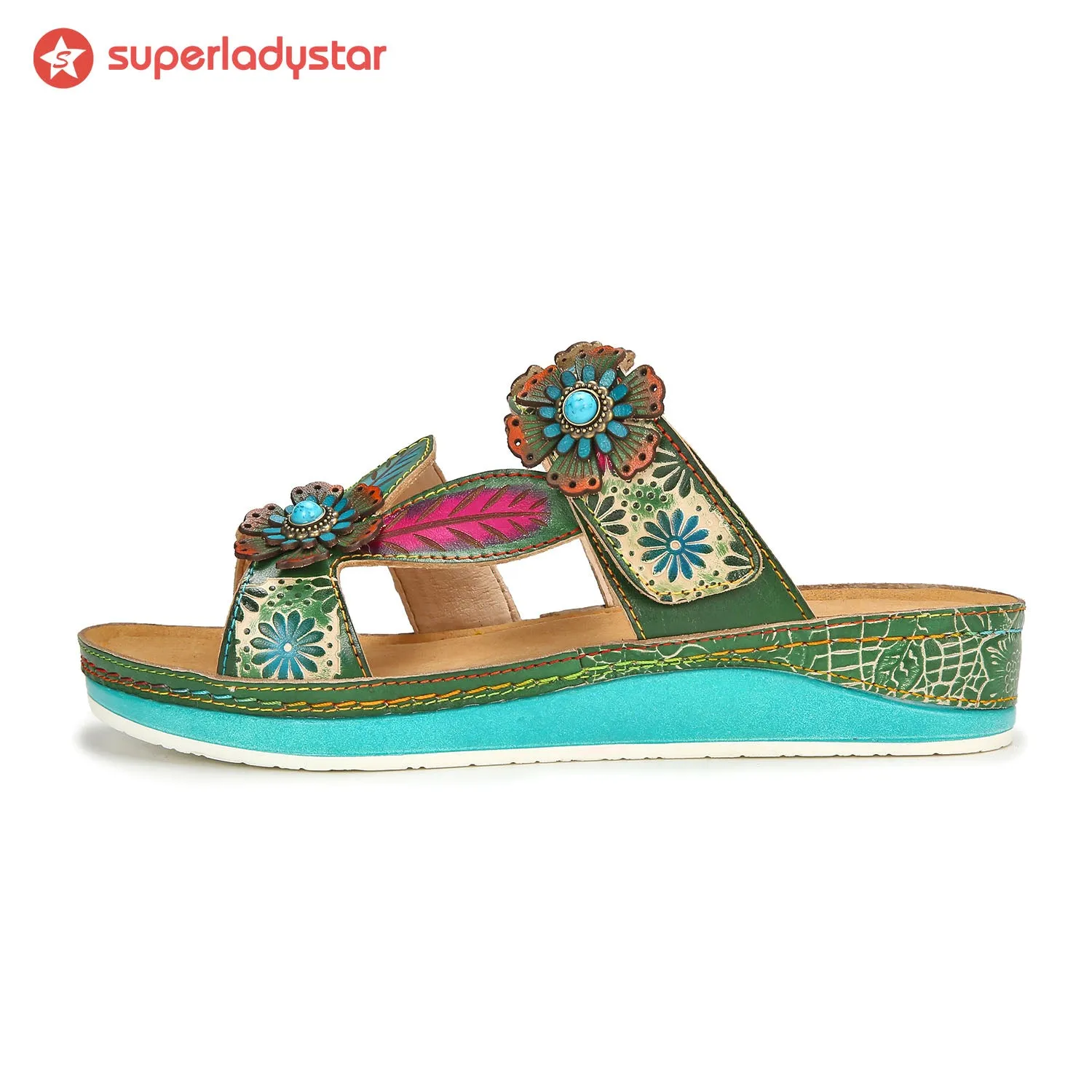 Printed Leather Handmade Sandals sold by superladystar product image thumbnail 4