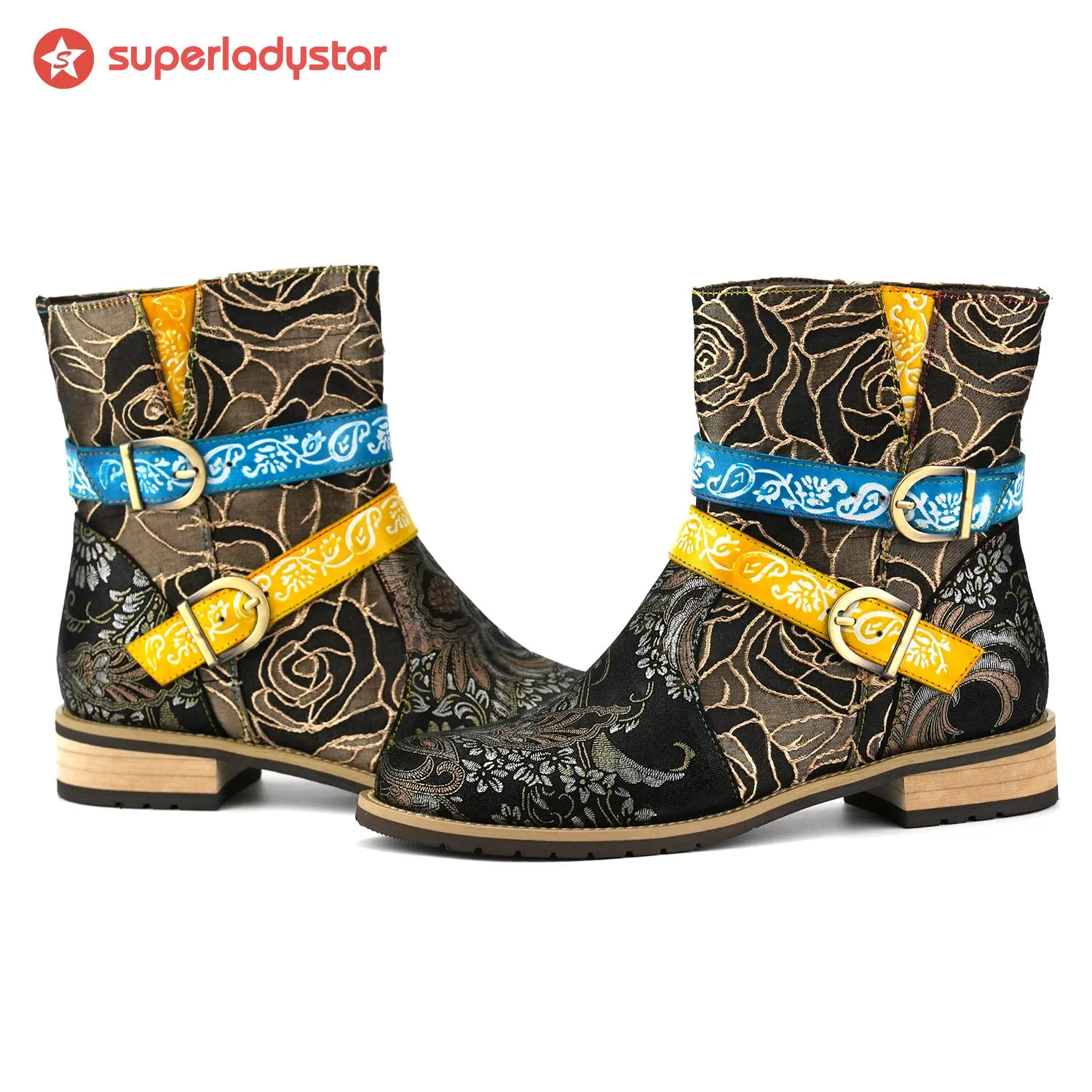 Retro Casual Style Strap Low Heel Ankle Boots sold by superladystar product image thumbnail 2
