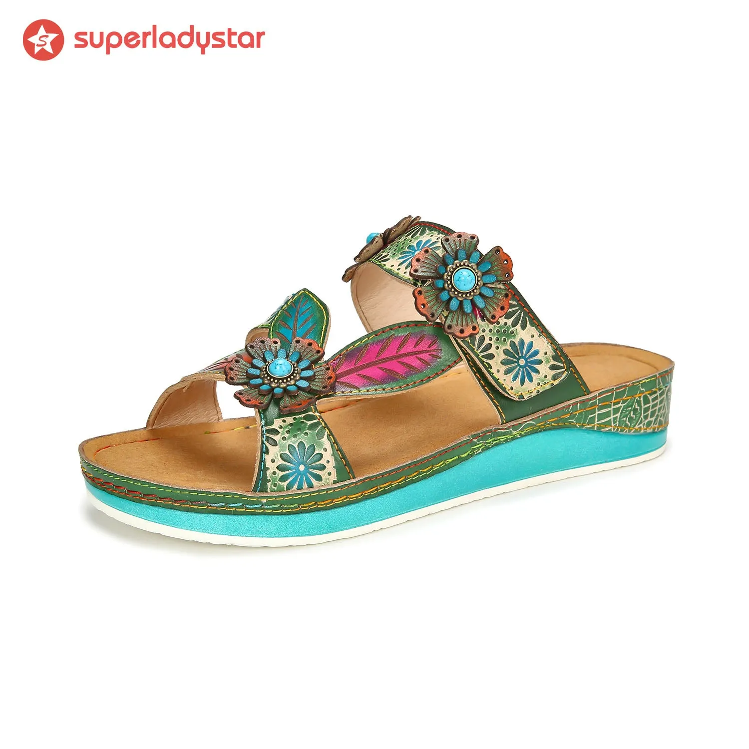 Printed Leather Handmade Sandals sold by superladystar product image thumbnail 5