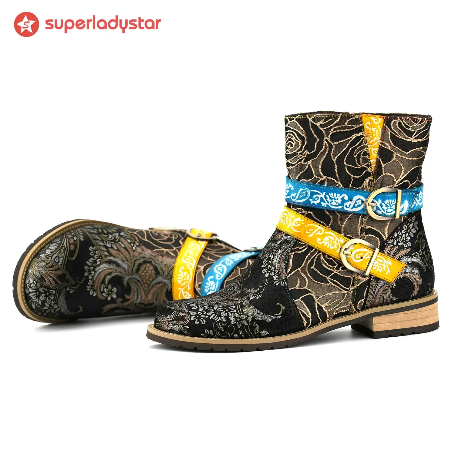 Retro Casual Style Strap Low Heel Ankle Boots sold by superladystar product image thumbnail 3