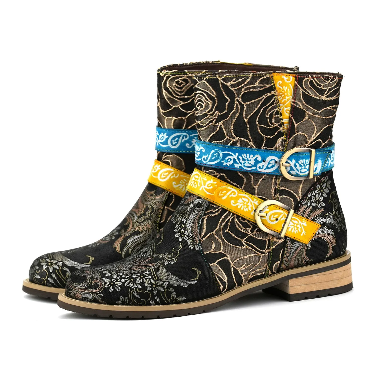 Retro Casual Style Strap Low Heel Ankle Boots sold by superladystar