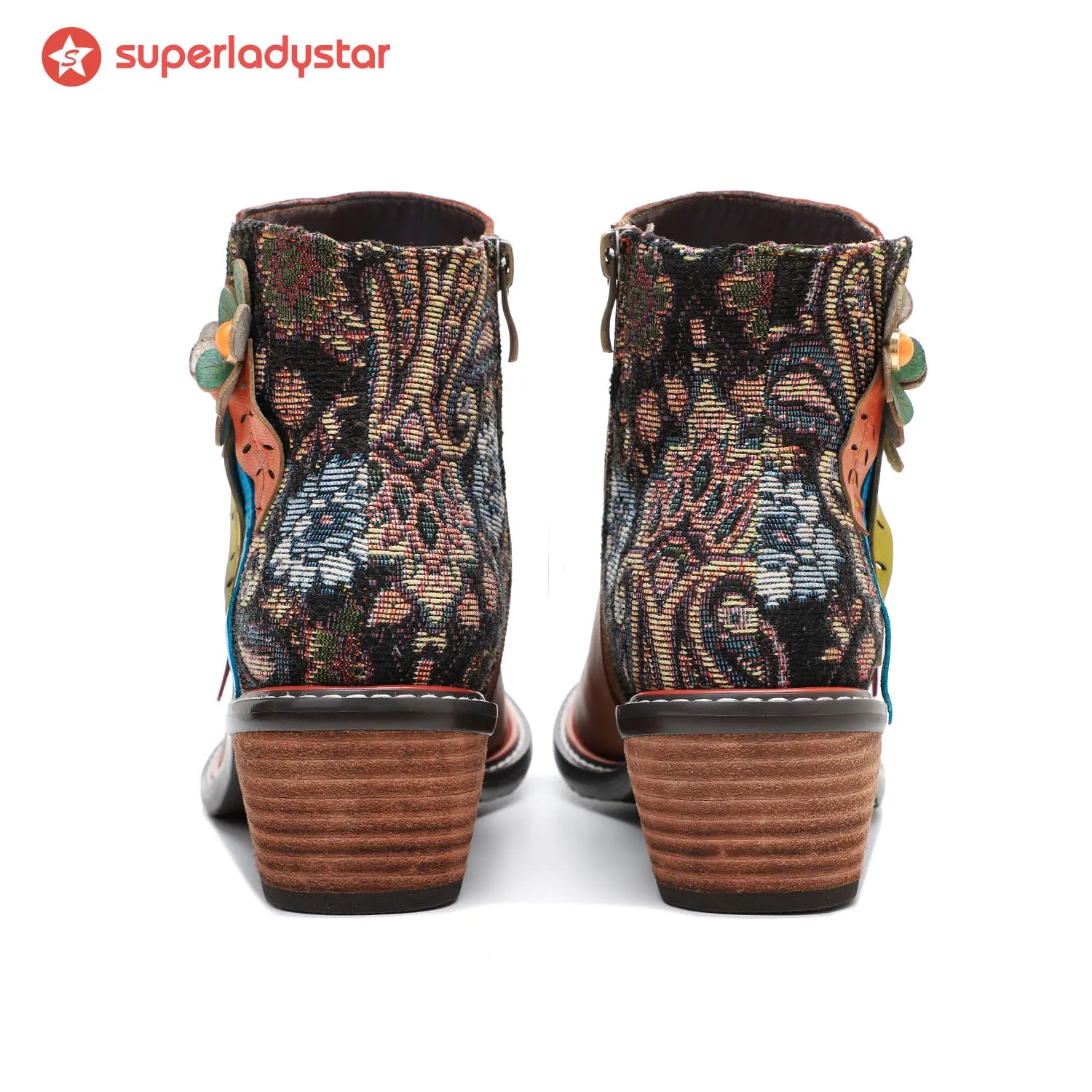 Vintage Handmade Leather Floral Ankle Boots sold by superladystar product image thumbnail 5