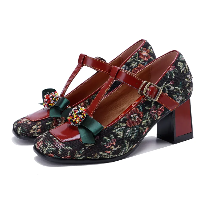 Vintage Handmade Floral Cute Delicate Pumps sold by superladystar