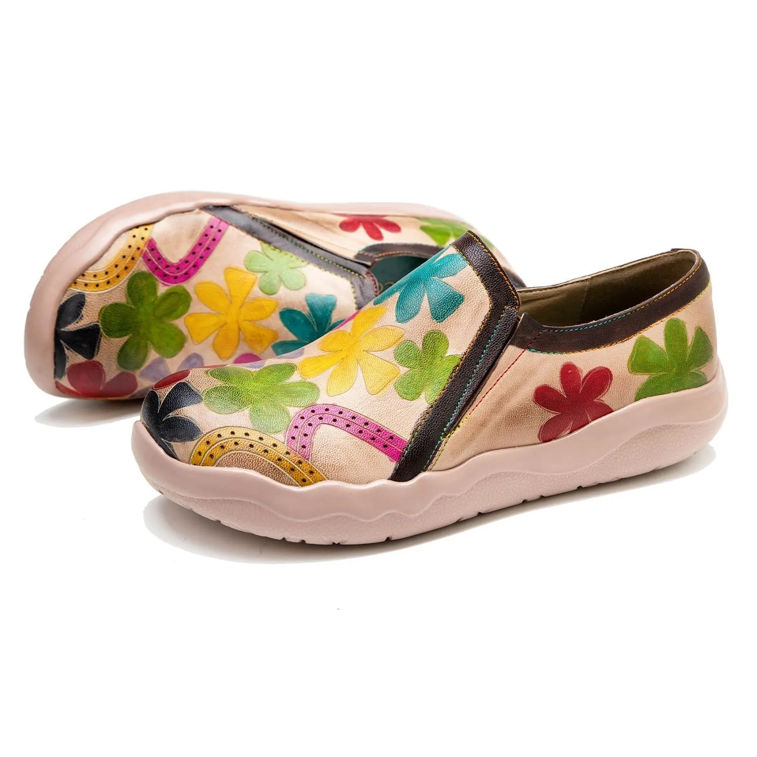 Hand-polished Blooming Comfortable Flat Shoes sold by superladystar