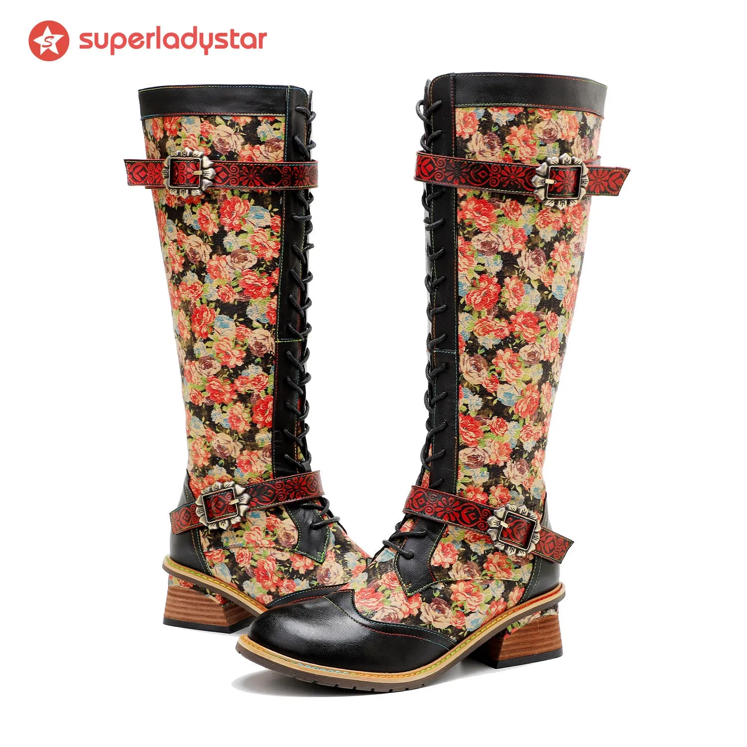 Vintage Hand-printed Stunning Floral Boots sold by superladystar product image thumbnail 2