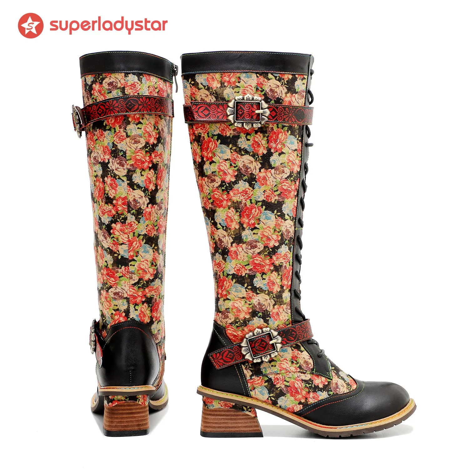 Vintage Hand-printed Stunning Floral Boots sold by superladystar product image thumbnail 4