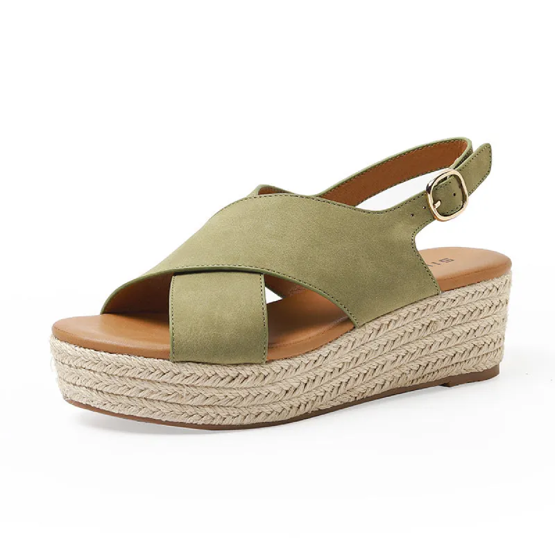 Crossed Comfort Platform Sandals sold by superladystar