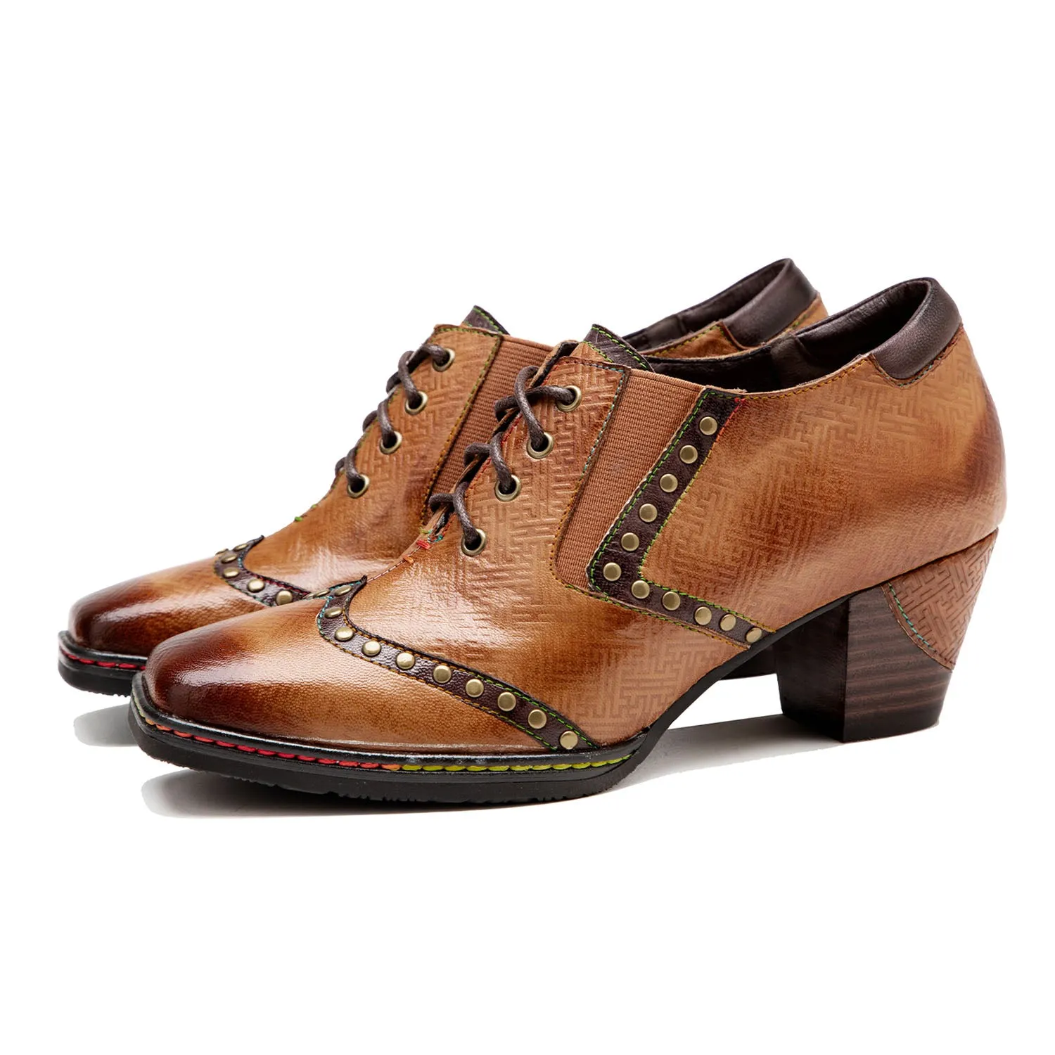 Retro Hand-printed Leather Pumps sold by superladystar