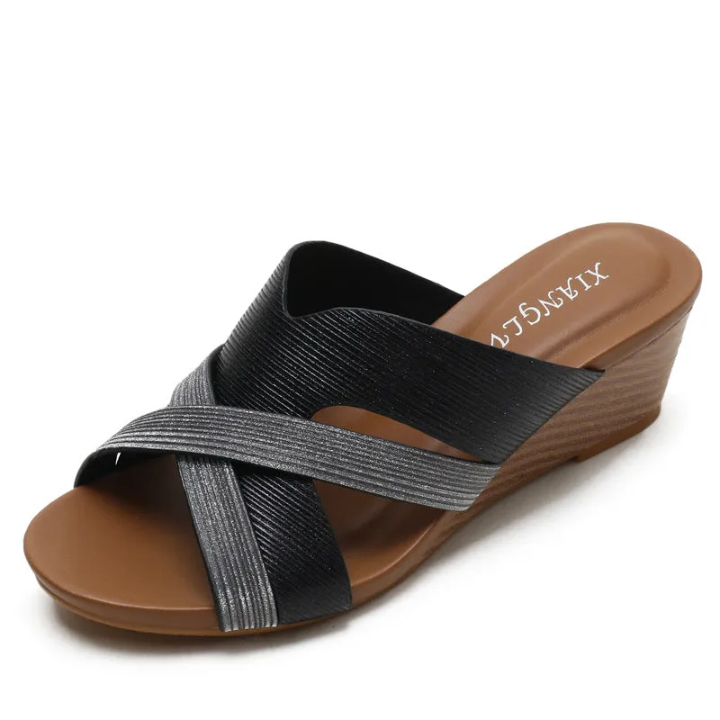 Wedge Heel Stylish Sponge Casual Slip-on Sandals sold by superladystar product image thumbnail 3