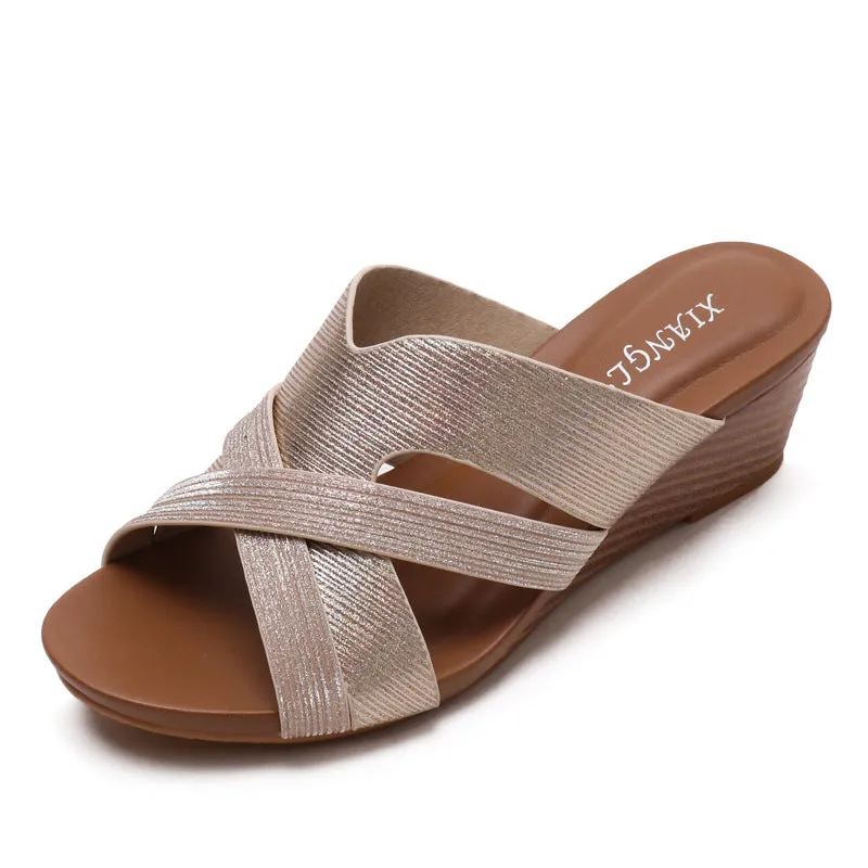 Wedge Heel Stylish Sponge Casual Slip-on Sandals sold by superladystar
