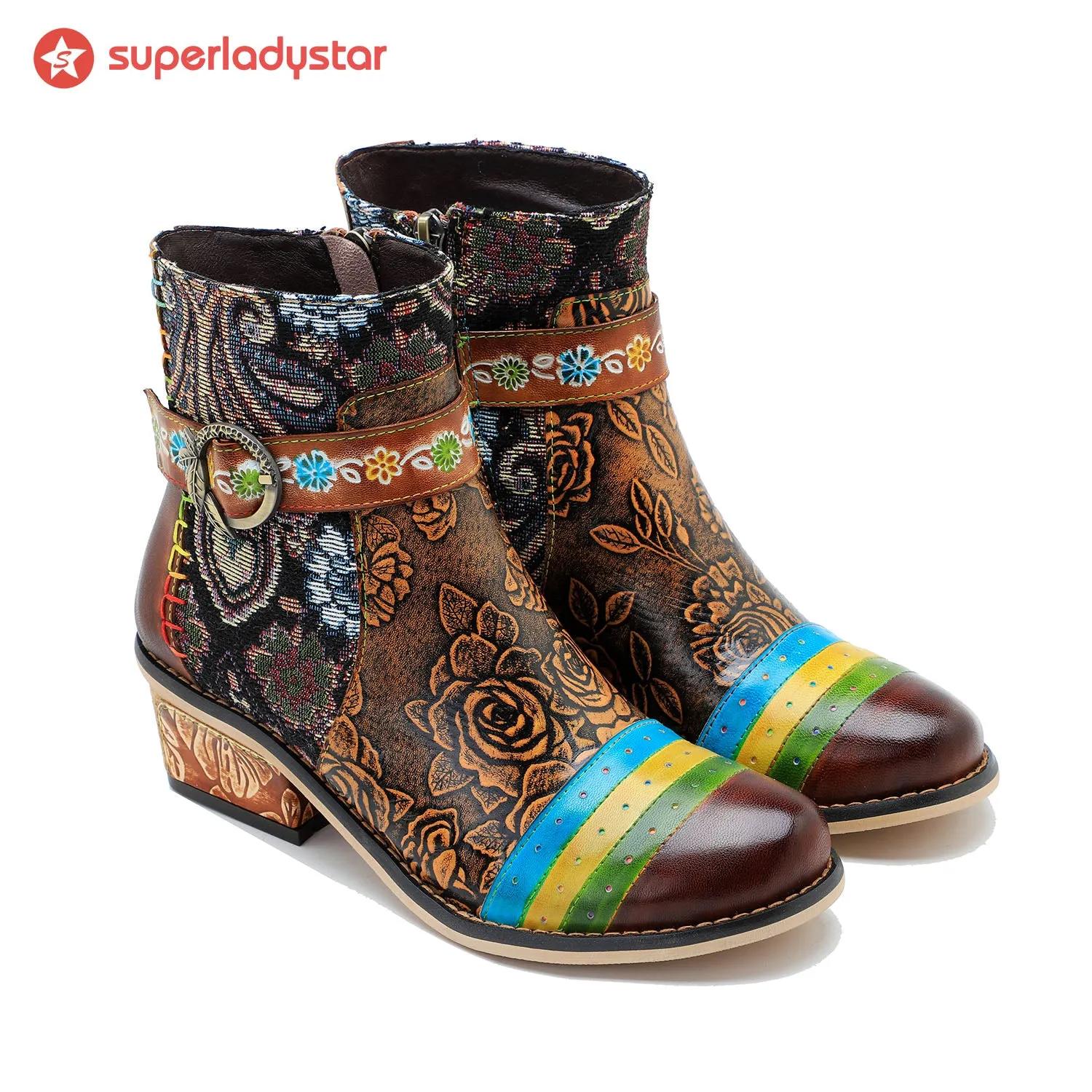 Retro Casual Style Strap Low Heel Ankle Boots sold by superladystar product image thumbnail 3