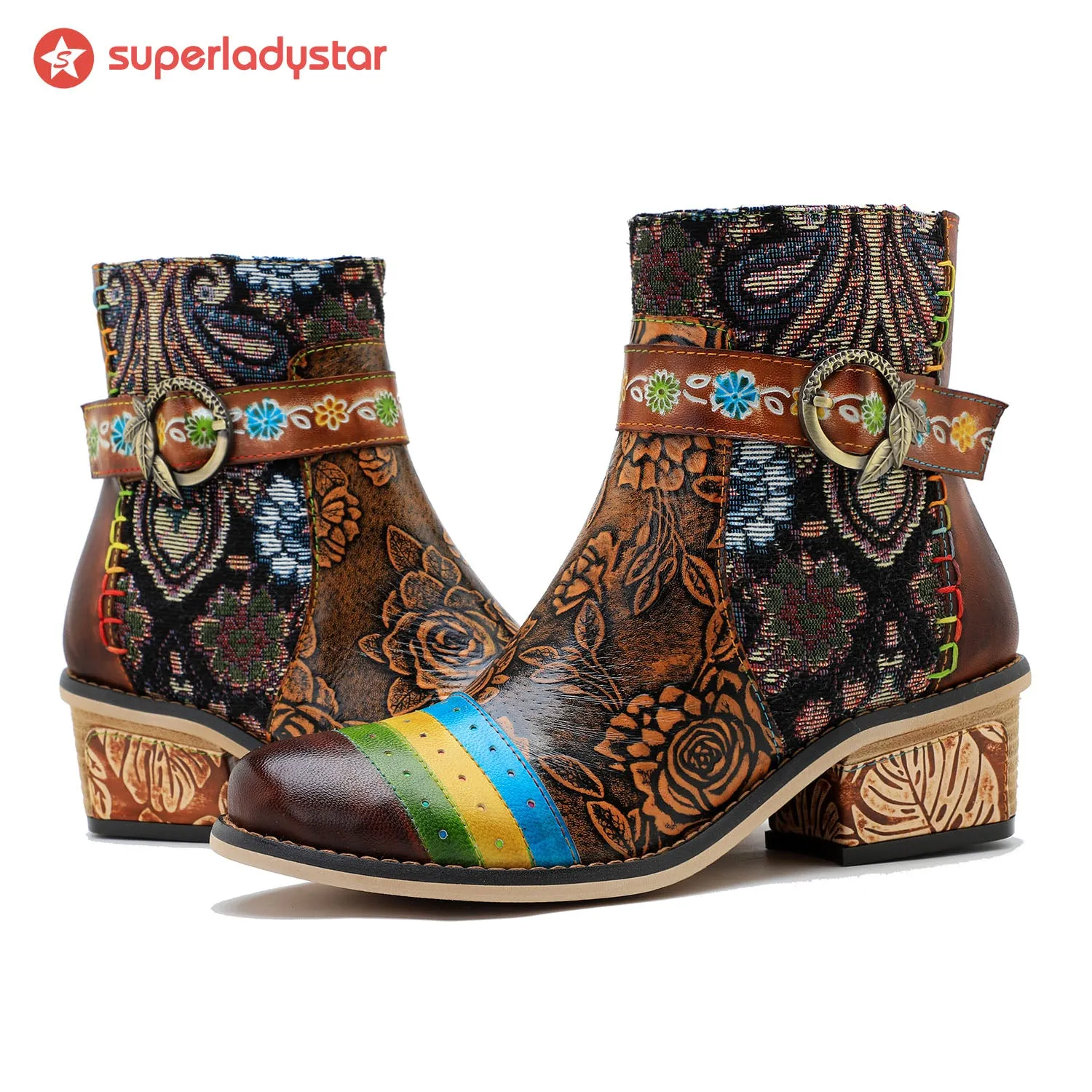 Retro Casual Style Strap Low Heel Ankle Boots sold by superladystar product image thumbnail 2