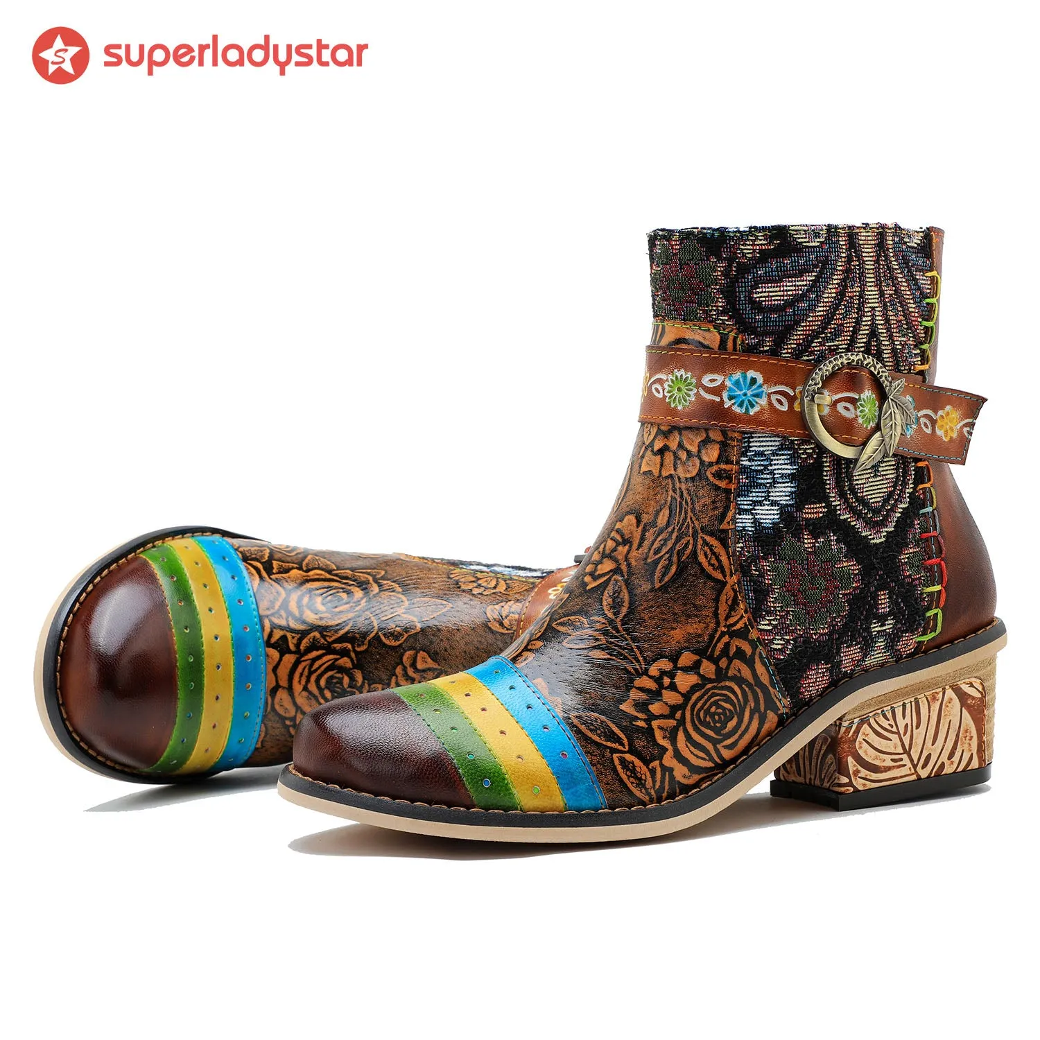 Retro Casual Style Strap Low Heel Ankle Boots sold by superladystar product image thumbnail 4