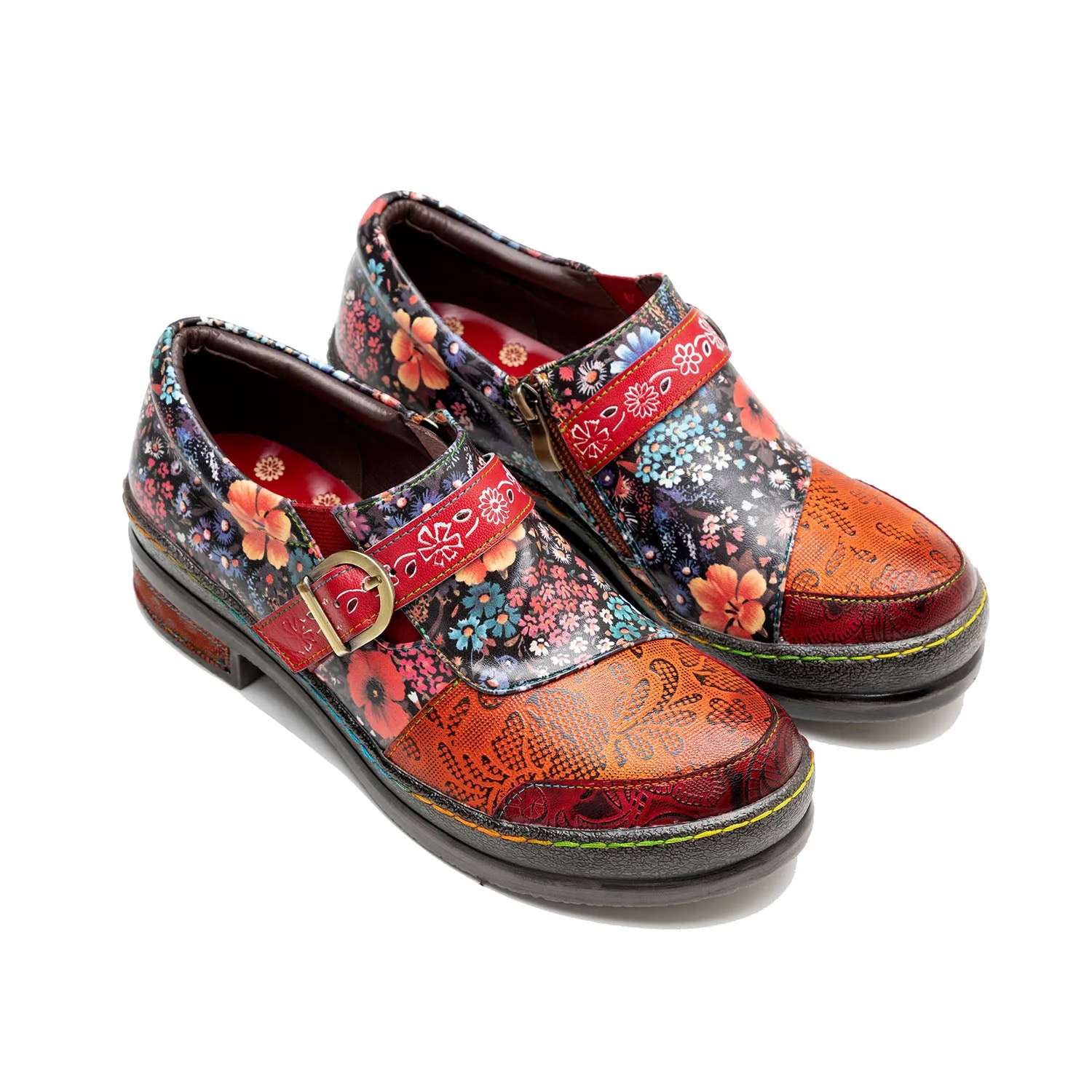 Handmade Leather Round Toe Printed Flat Shoes sold by superladystar product image thumbnail 3