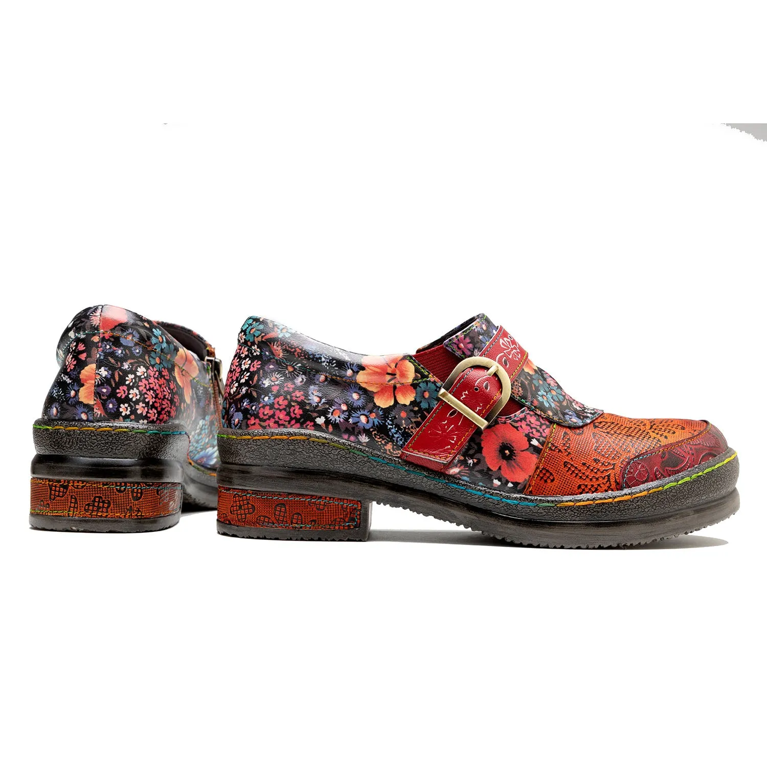 Handmade Leather Round Toe Printed Flat Shoes sold by superladystar product image thumbnail 5