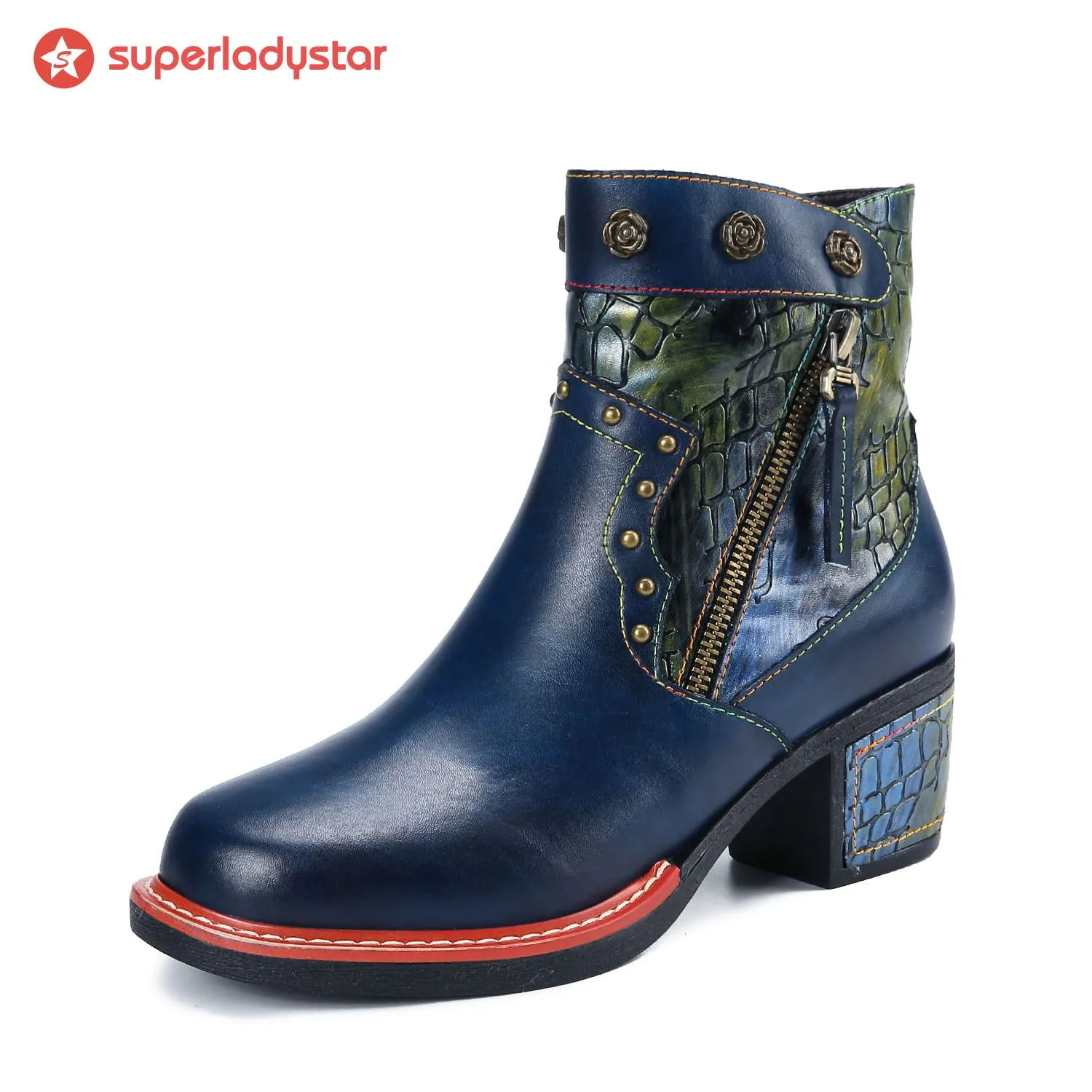 Vintage Handmade Comfort Chunky Heel Booties sold by superladystar product image thumbnail 4