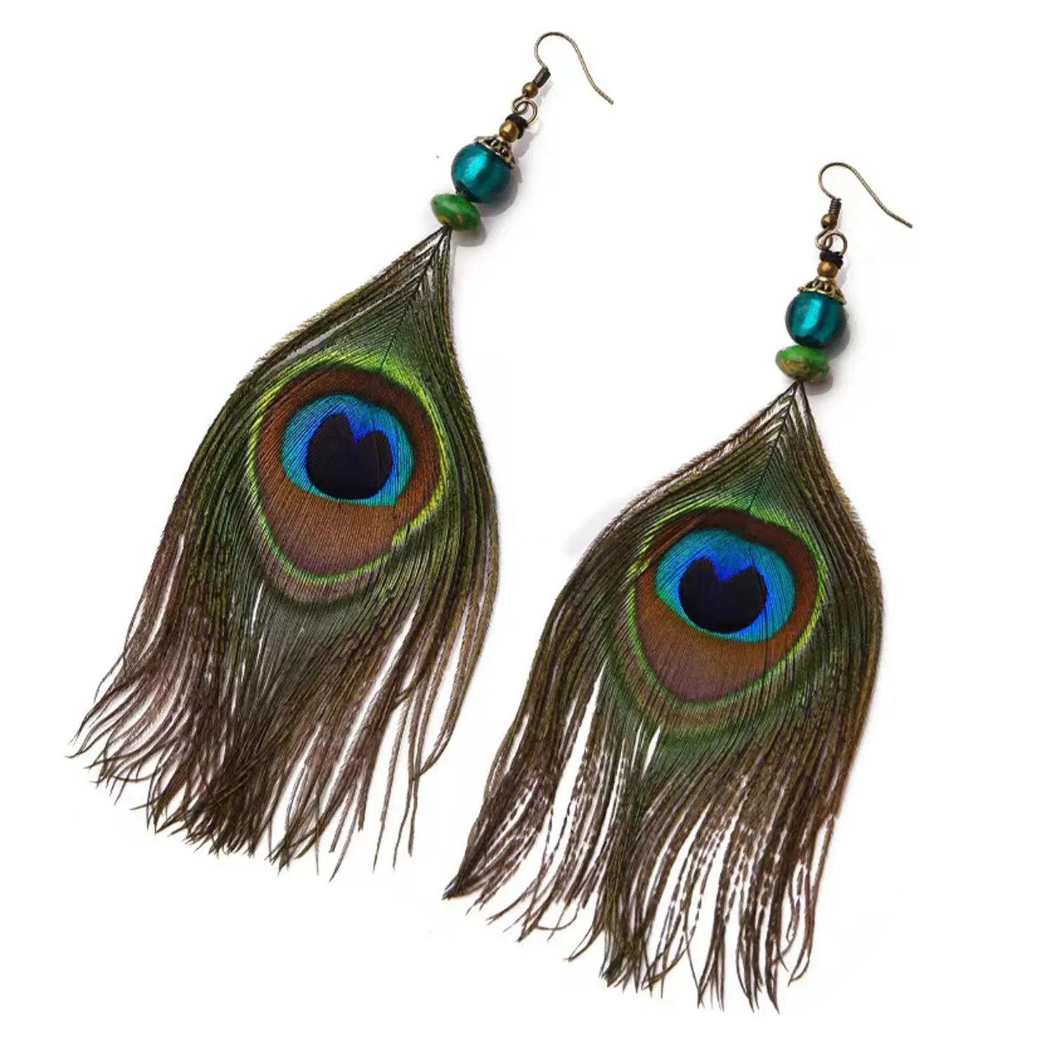 Vintage Peacock Feather Earrings sold by superladystar product image thumbnail 2