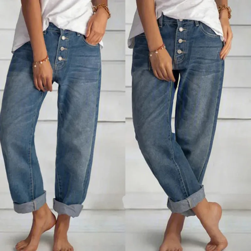 Loose Casual Versatile Simple Jeans sold by superladystar