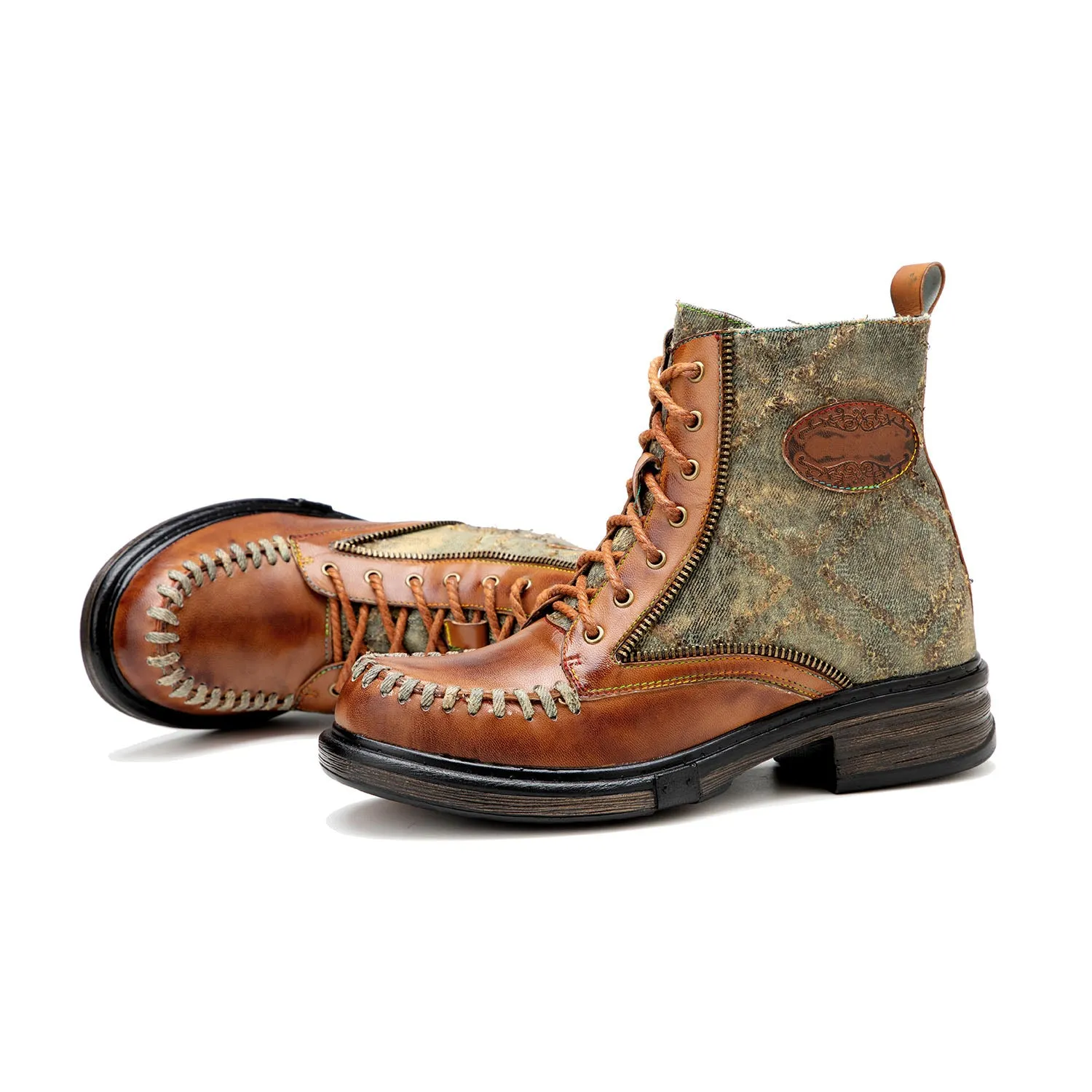 Vintage Stitching Low Heel Ankle Boots sold by superladystar product image thumbnail 3