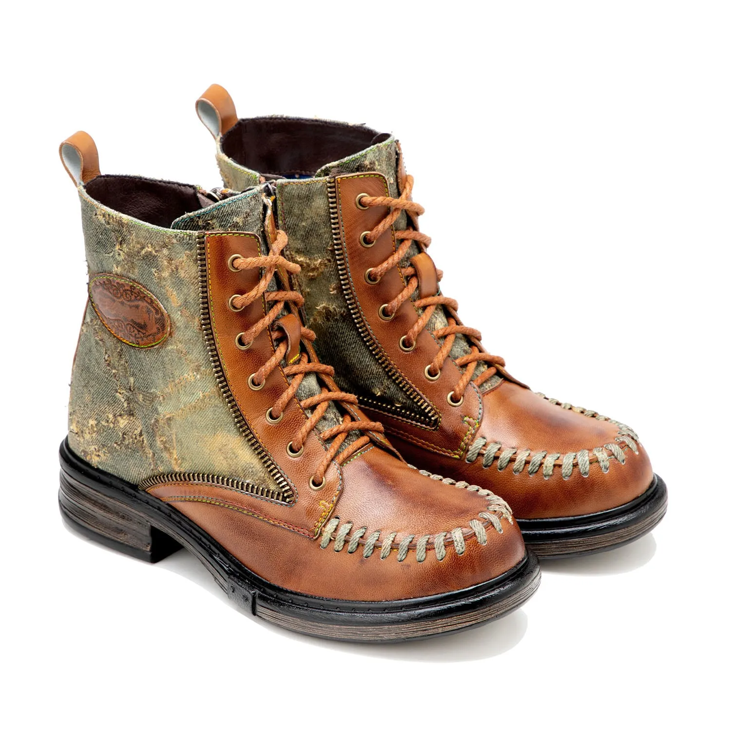 Vintage Stitching Low Heel Ankle Boots sold by superladystar product image thumbnail 4