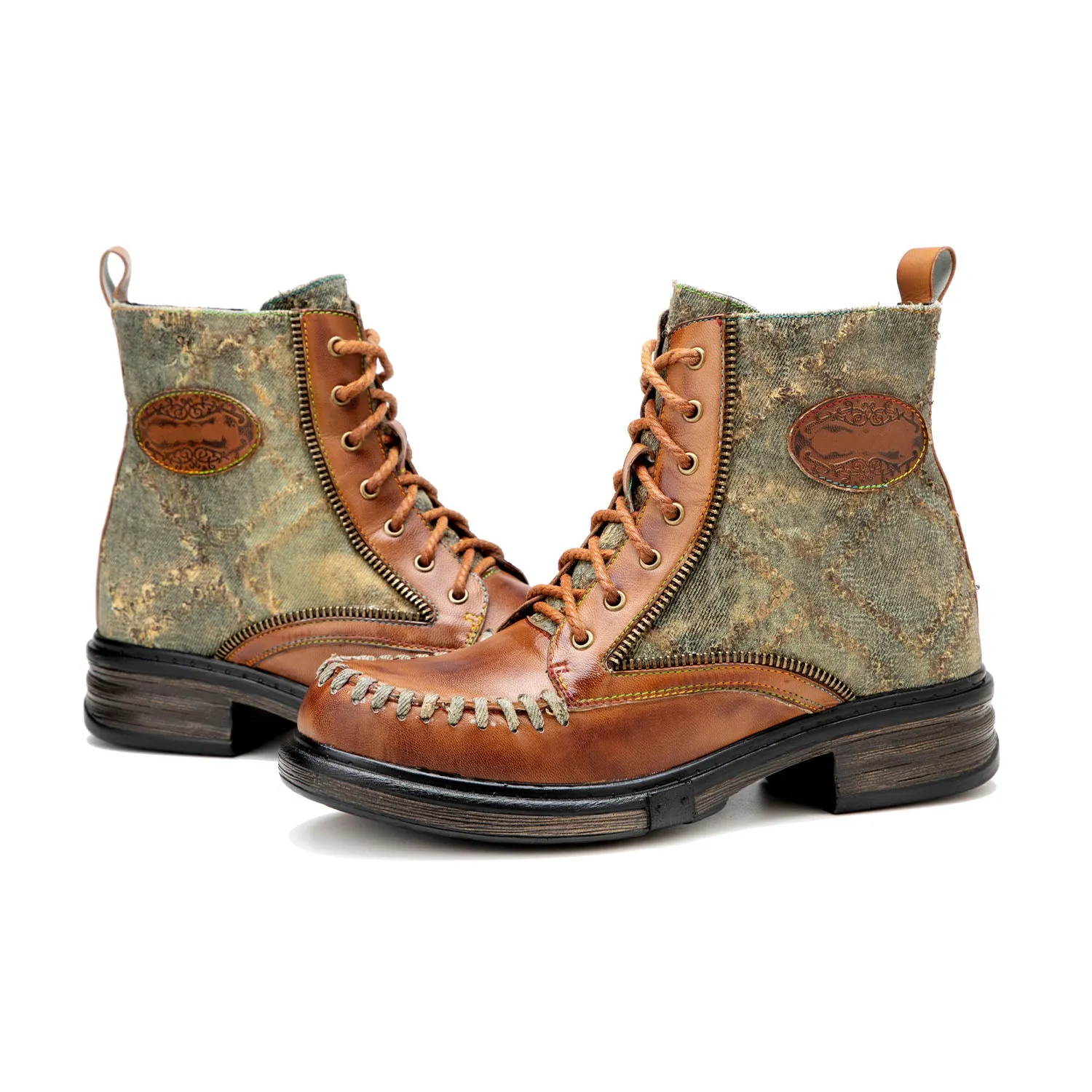 Vintage Stitching Low Heel Ankle Boots sold by superladystar product image thumbnail 2