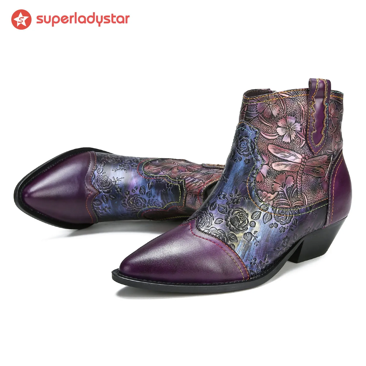 Vintage Handmade Embossed Dragonfly Ankle Boots sold by superladystar product image thumbnail 3