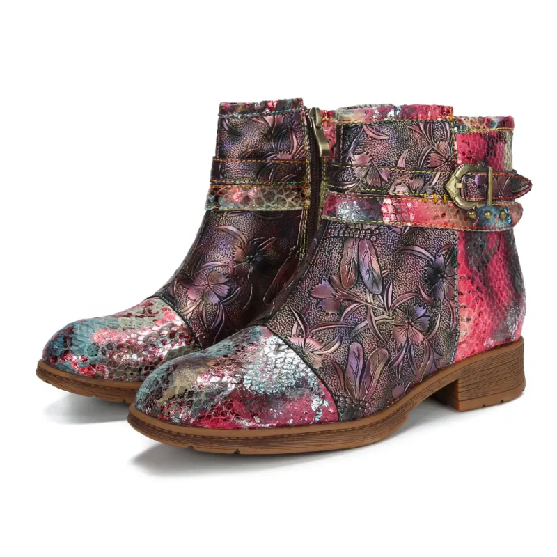 Vintage Handmade Embossed Dragonfly Flat Shoes sold by superladystar