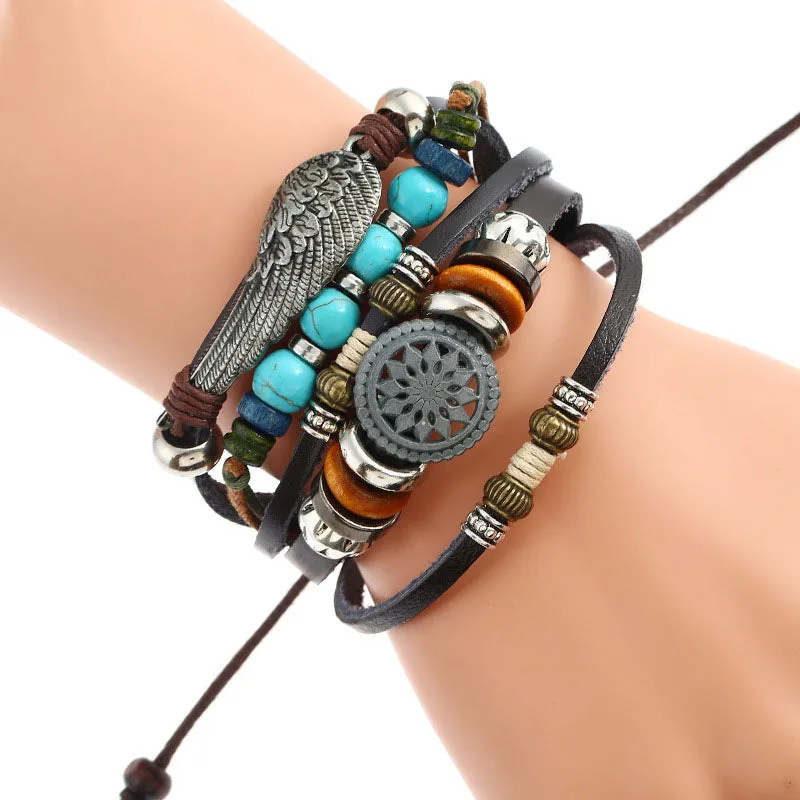 Multi-layer Beaded Cowhide Bracelet sold by superladystar product image thumbnail 4