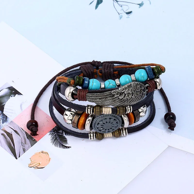 Multi-layer Beaded Cowhide Bracelet sold by superladystar