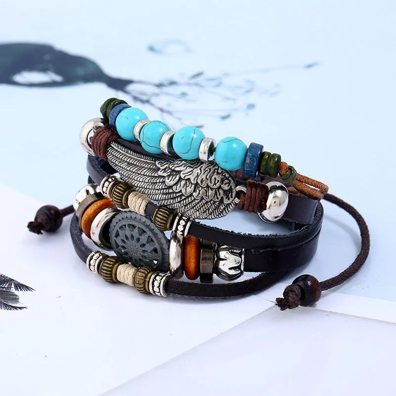 Multi-layer Beaded Cowhide Bracelet sold by superladystar product image thumbnail 2