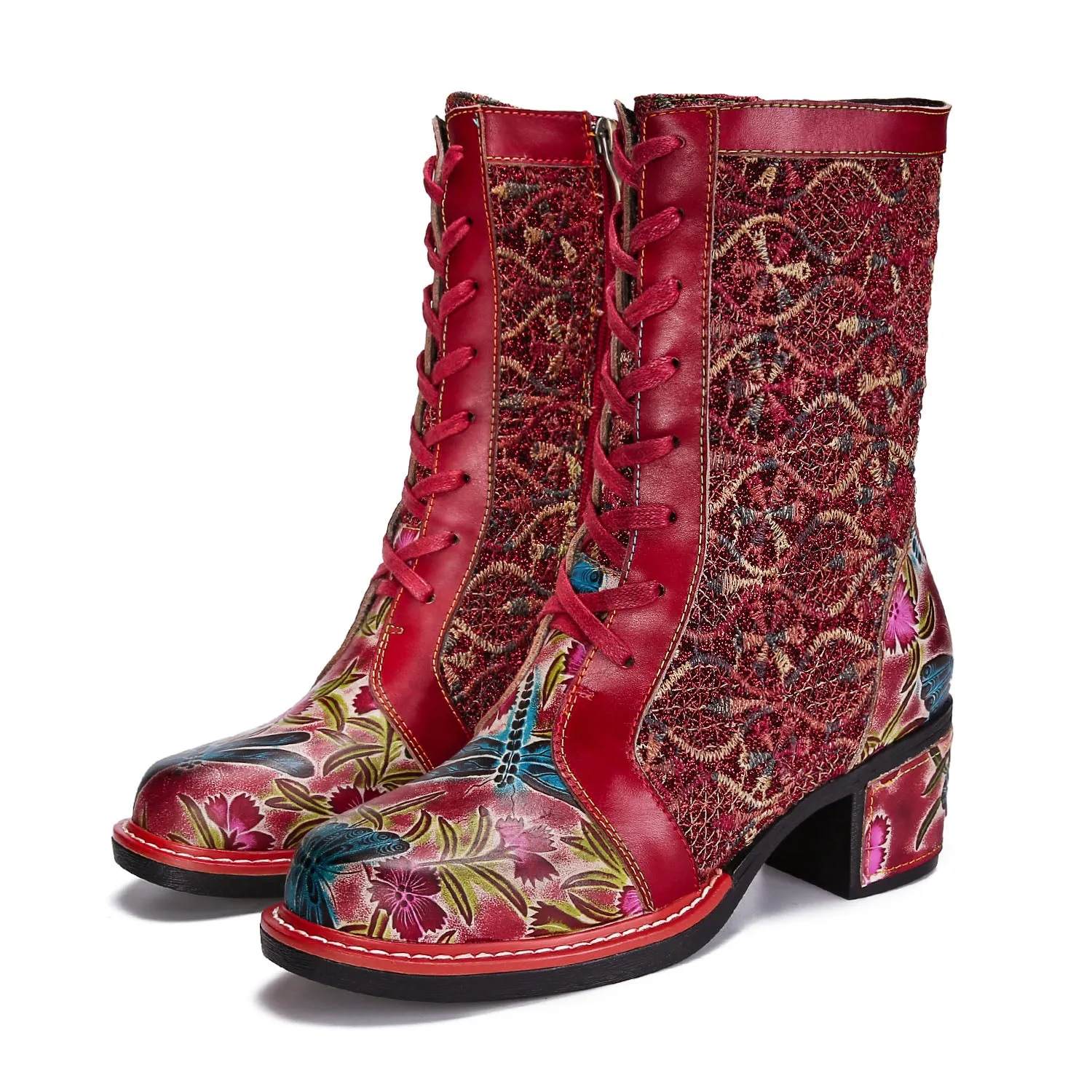 Handmade Leather Embroidered Comfy Boots sold by superladystar