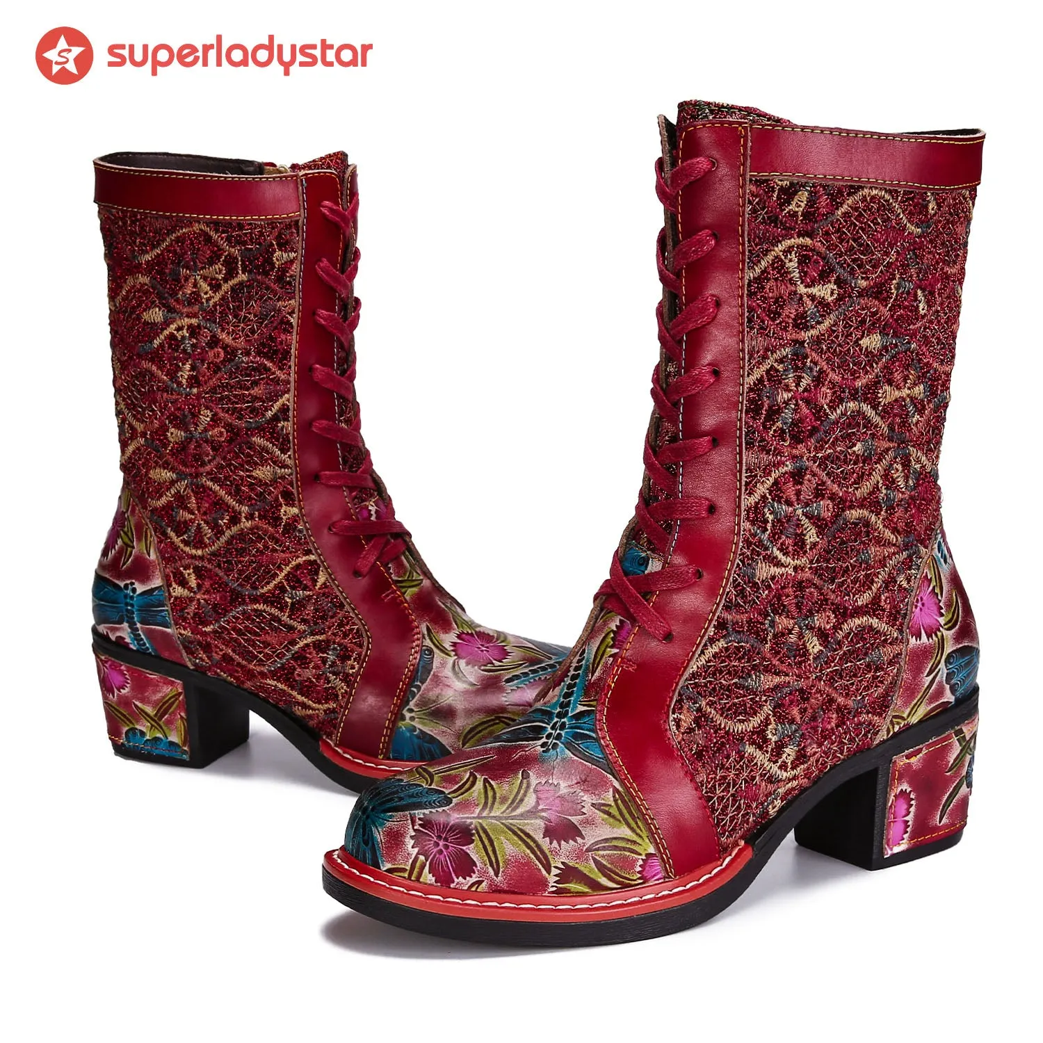 Handmade Leather Embroidered Comfy Boots sold by superladystar product image thumbnail 2
