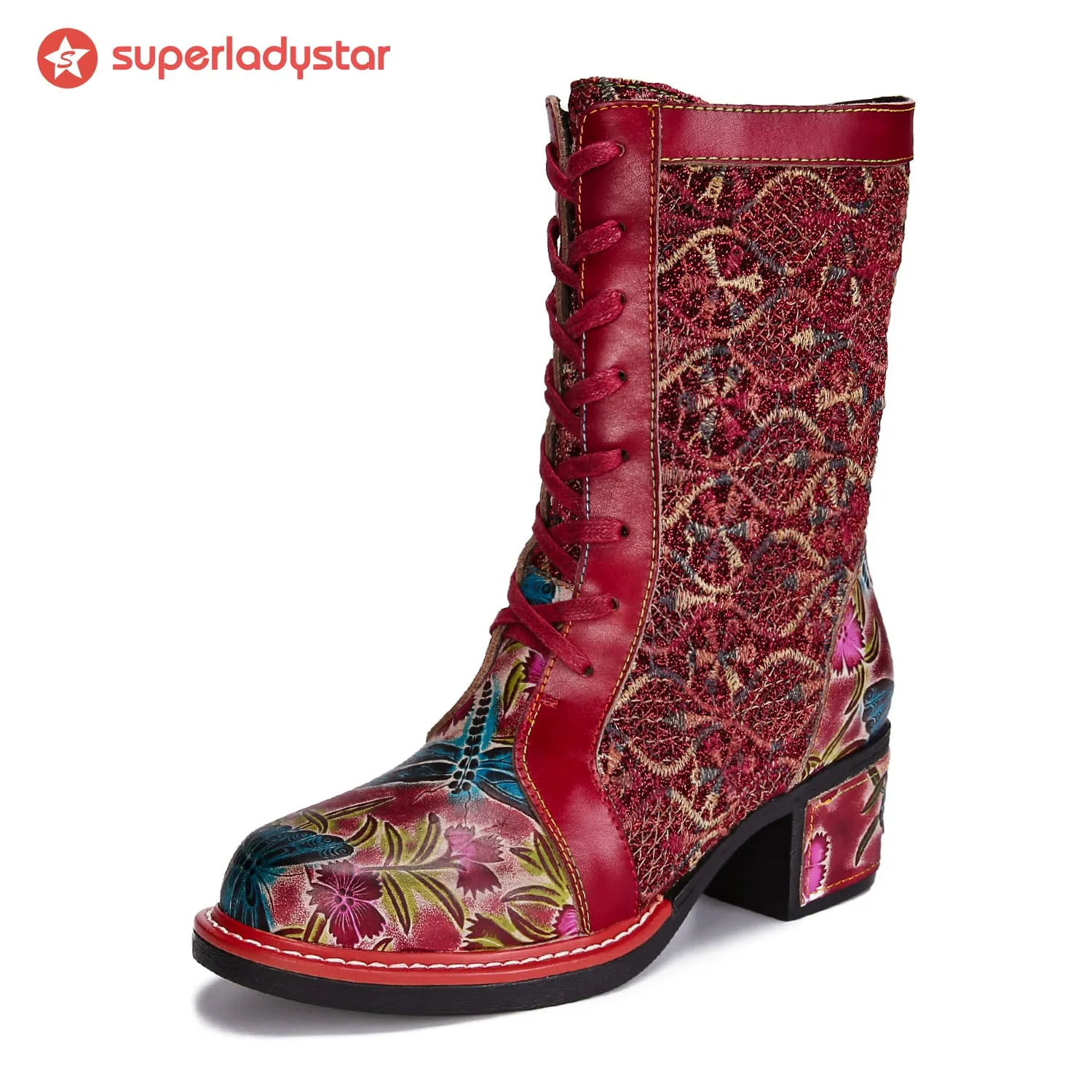 Handmade Leather Embroidered Comfy Boots sold by superladystar product image thumbnail 5
